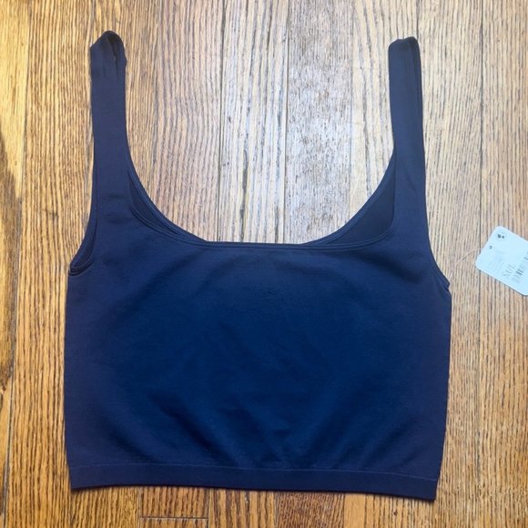 NWT Free People Intimately Scoop neck Crop top M/L Navy Blue - Picture 4 of 7
